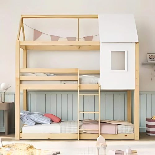 Lit cabane superposé enfant 90 x 190 cm | 80 x 200 cm | 75 x 190 cm en bois massif