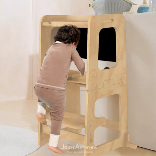 Tour d'observation Enfant Montessori - 3 en 1 - Pliable en Table d'activités - Tableau dessin