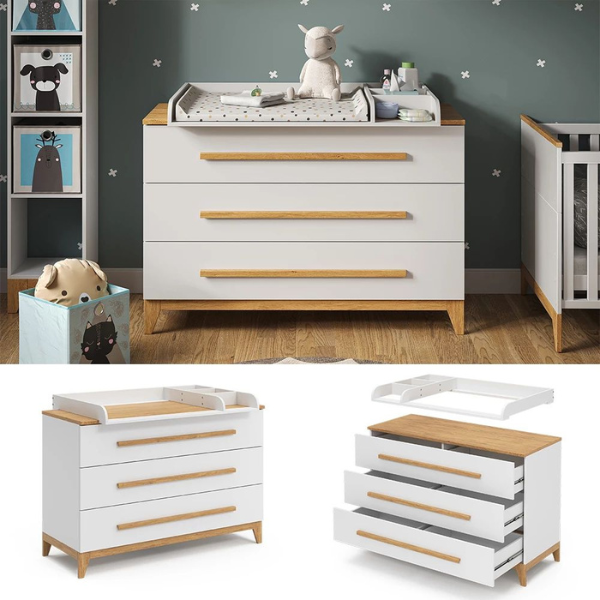 Commode à langer 133x98cm XL avec 3 tiroirs