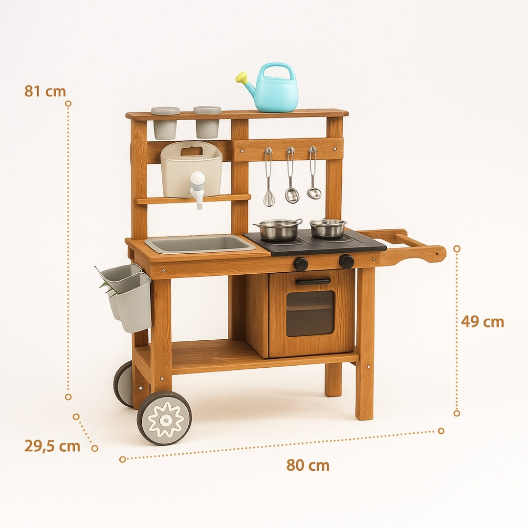 Cuisine d'extérieur en bois enfant 2-5 ans - Mud Kitchen - Aire de Jeux Montessori