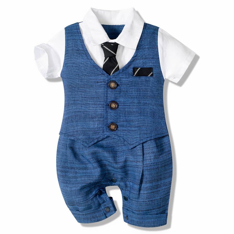 Barboteuse légère costume cravate pour bébé