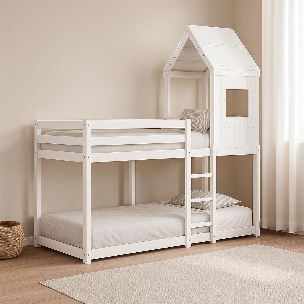 Lit cabane superposé enfant 90 x 190 cm | 80 x 200 cm | 75 x 190 cm en bois massif