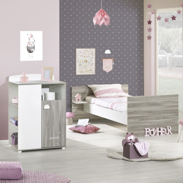 Lit bébé combiné évolutif 60x120 en 90x190 smile chêne silex