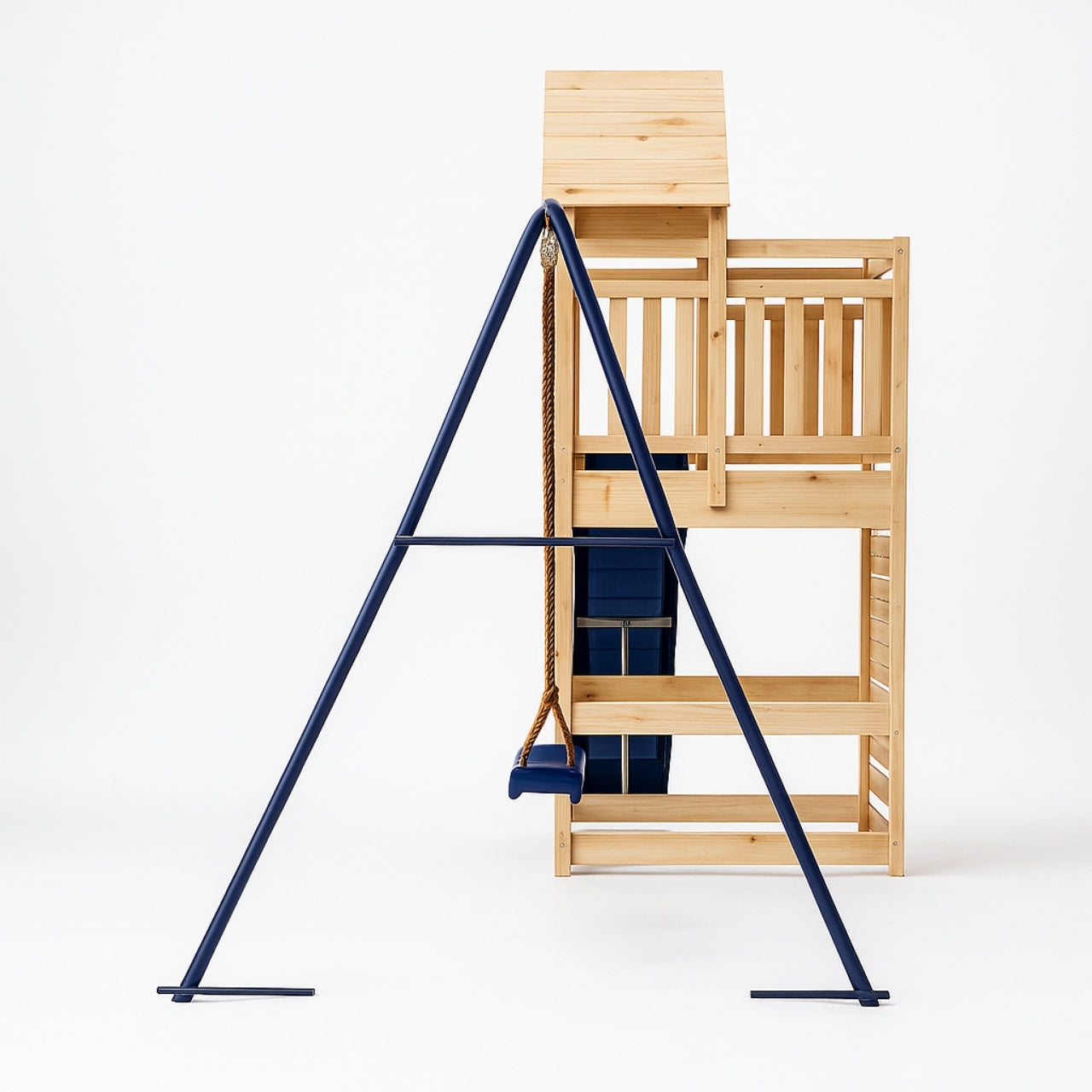 Balançoire double avec Toboggan Tour Maison/Cabane et Mur d’escalade – Enfant 3-8 ans - Aire de jeux Montessori en bois - Joie au jardin - Livraison Rapide