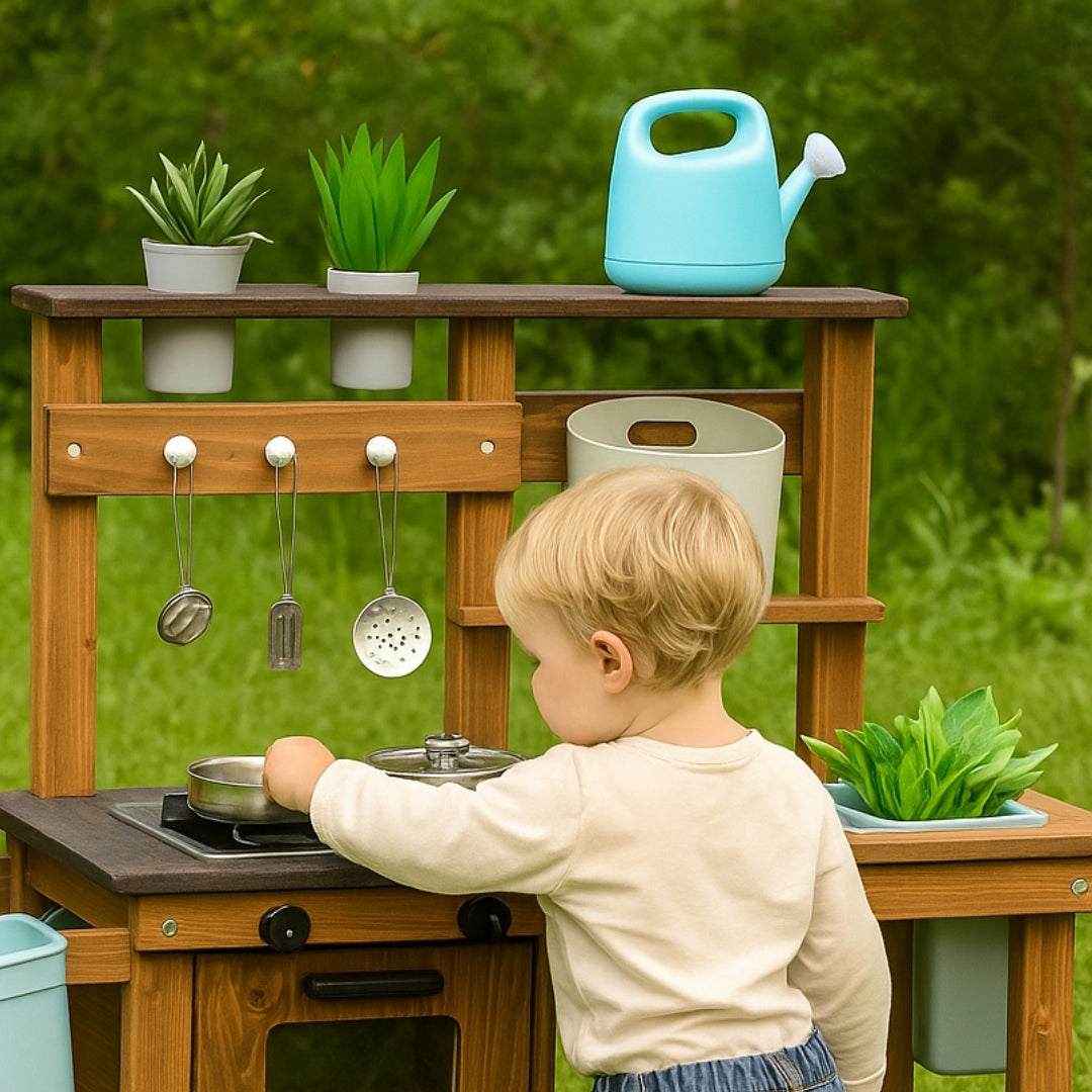 Cuisine d'extérieur en bois enfant 2-5 ans - Mud Kitchen - Aire de Jeux Montessori