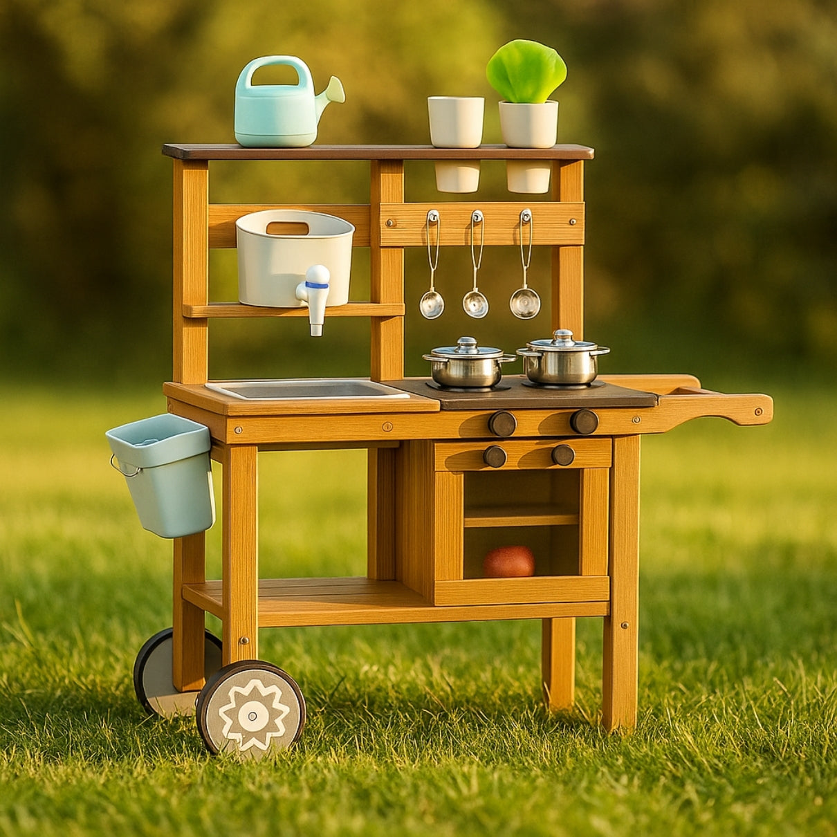 Cuisine d'extérieur en bois enfant 2-5 ans - Mud Kitchen - Aire de Jeux Montessori