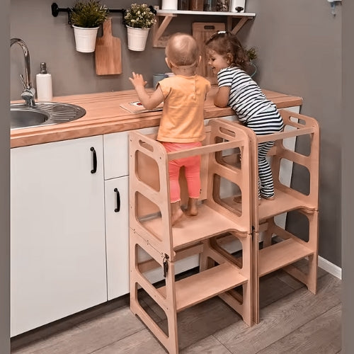 Tour d'observation Enfant Montessori - 3 en 1 - Pliable en Table d'activités - Tableau dessin