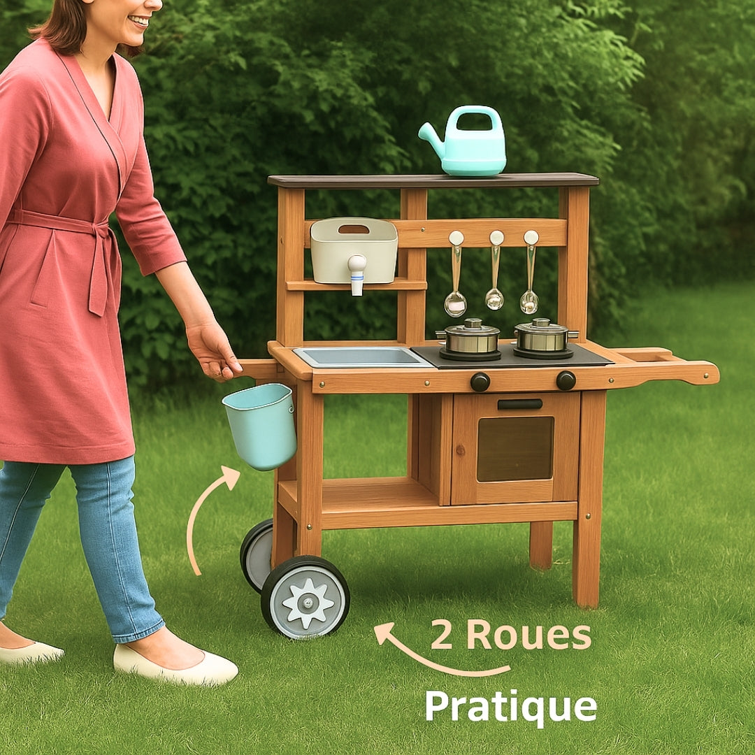 Cuisine d'extérieur en bois enfant 2-5 ans - Mud Kitchen - Aire de Jeux Montessori