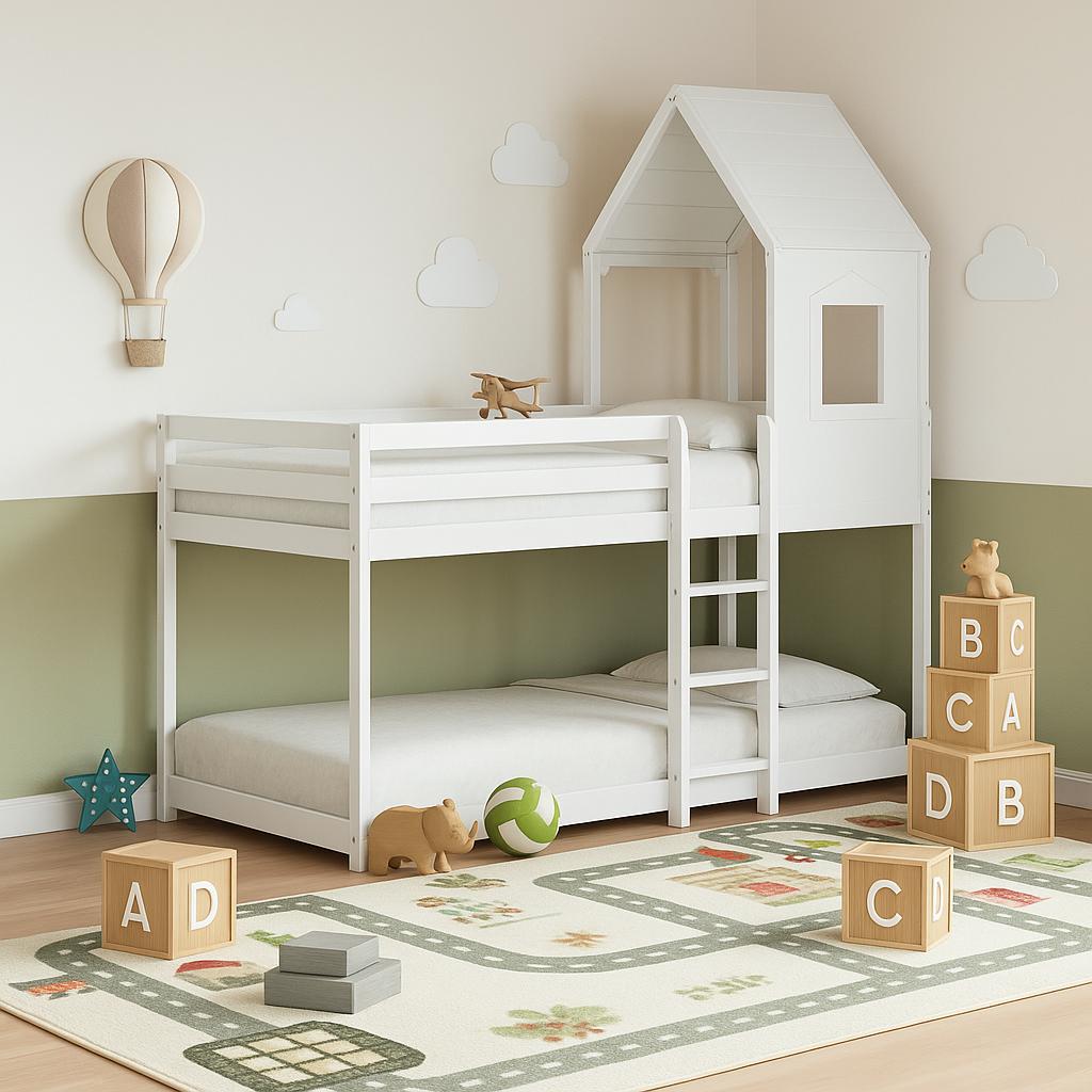 Lit cabane superposé enfant 90 x 190 cm | 80 x 200 cm | 75 x 190 cm en bois massif