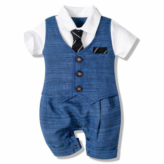 Barboteuse légère costume cravate pour bébé