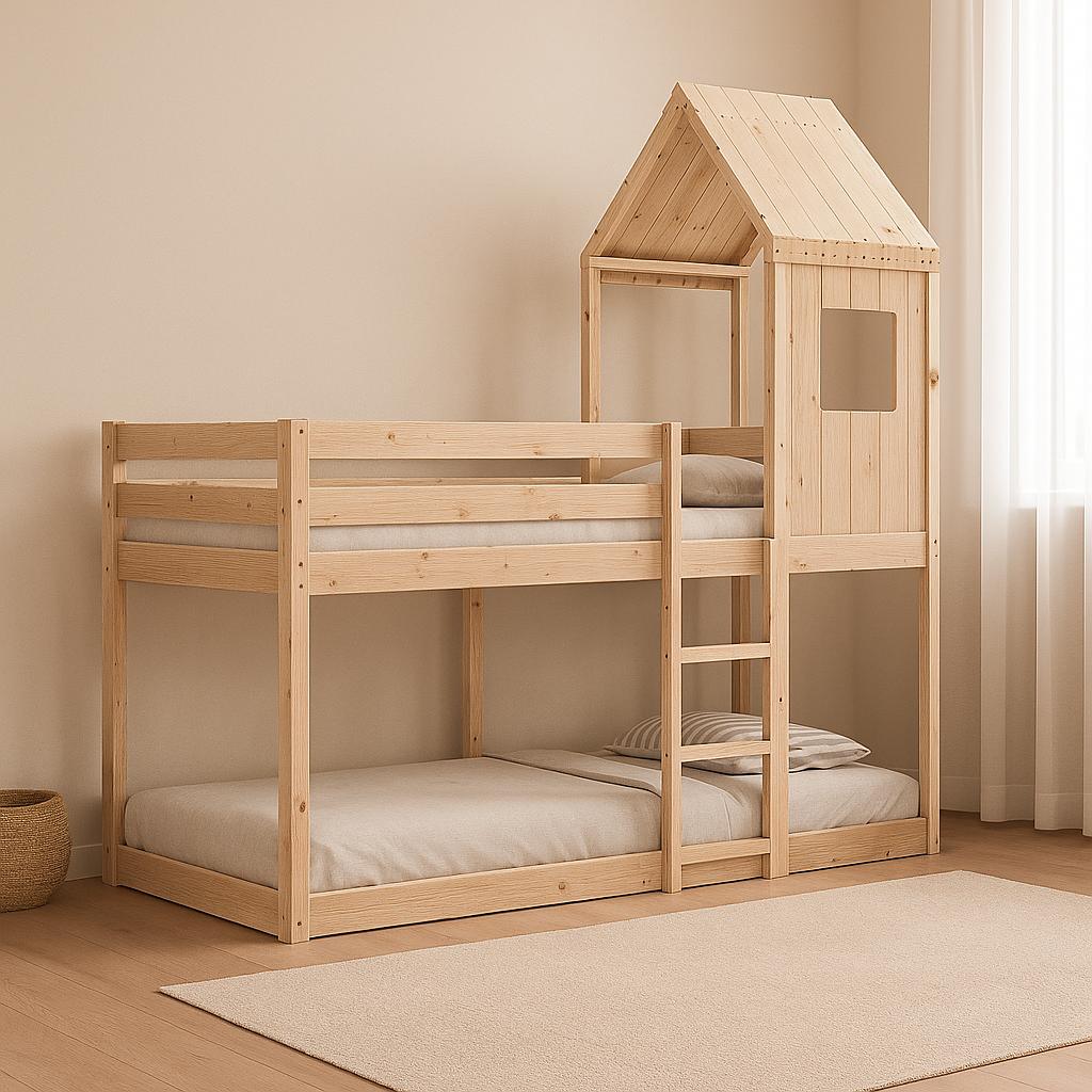 Lit cabane superposé enfant 90 x 190 cm | 80 x 200 cm | 75 x 190 cm en bois massif