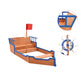 Bac à sable bateau pirate en bois 190x94.5 cm – Jeu extérieur créatif 3-9 ans
