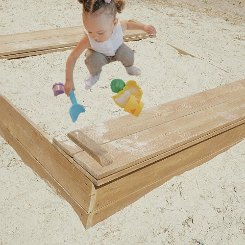 Bac à sable en bois avec Toile d'Ombrage | Aire de Jeux d'extérieur pour enfants (1-8 ans)