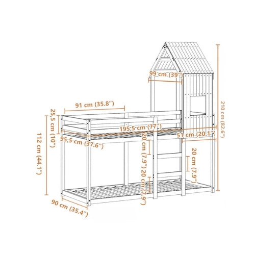 Lit cabane superposé enfant 90 x 190 cm | 80 x 200 cm | 75 x 190 cm en bois massif