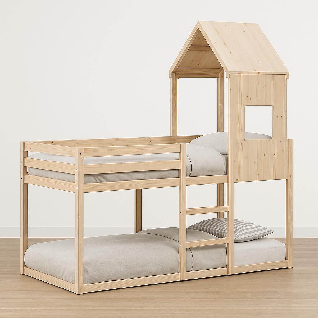 Lit cabane superposé enfant 90 x 190 cm | 80 x 200 cm | 75 x 190 cm en bois massif