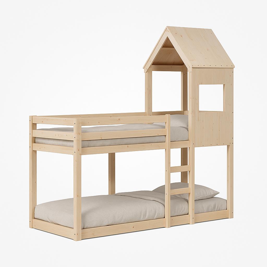 Lit cabane superposé enfant 90 x 190 cm | 80 x 200 cm | 75 x 190 cm en bois massif